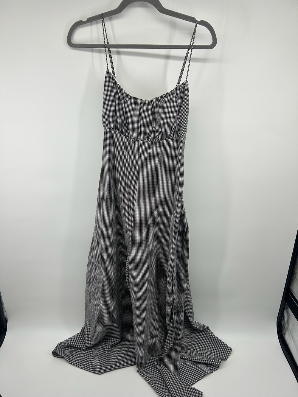 Black and White Gingham Spaghetti Strap Maxi pantsuit